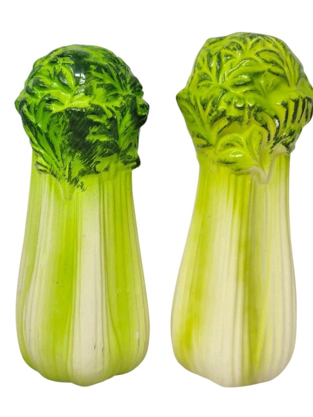 Vintage Celery Stalk Salt & Pepper Shakers Porcelain Made In Japan 6"